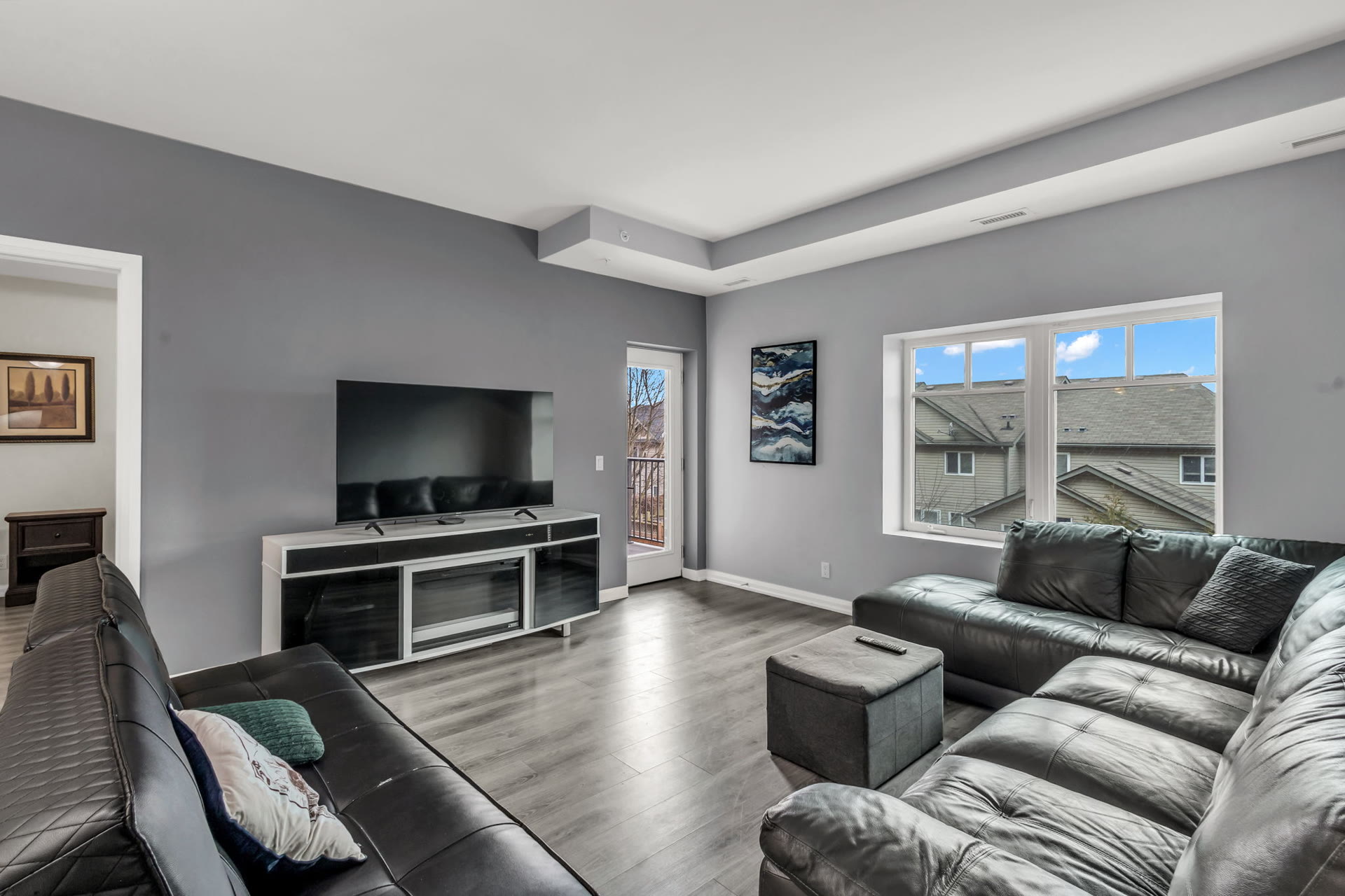 Professional real estate photography modern living room Oxford County