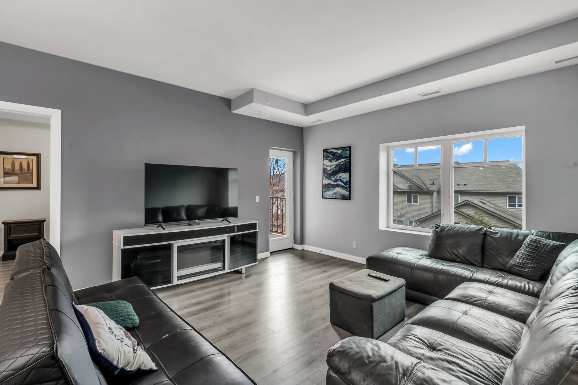 Professional real estate photography modern living room Oxford County