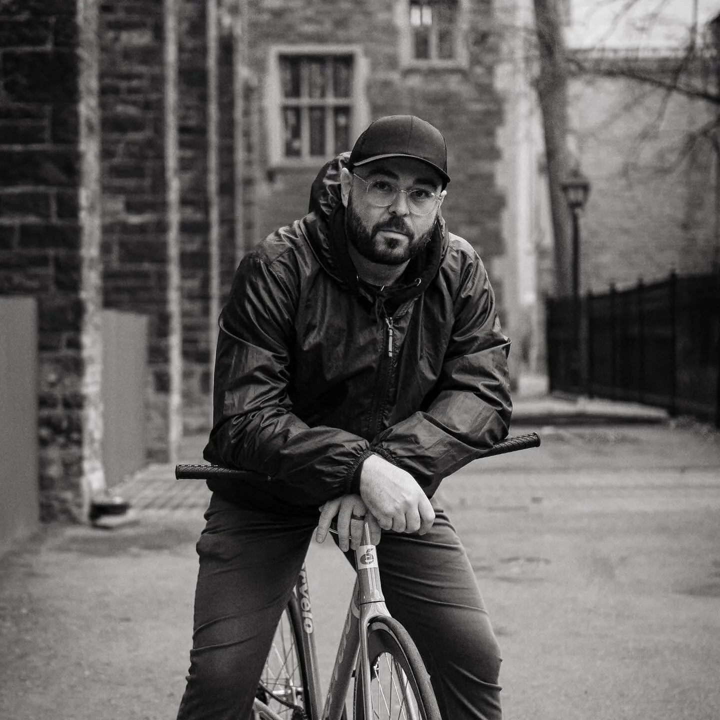 Mike Mala with bicycle in Ingersoll Ontario — local real estate photographer and community member